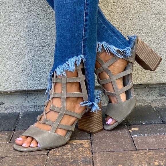 ASOS Shoes - Olive Ultra Chic Caged Lace Up Block Heel Sandal